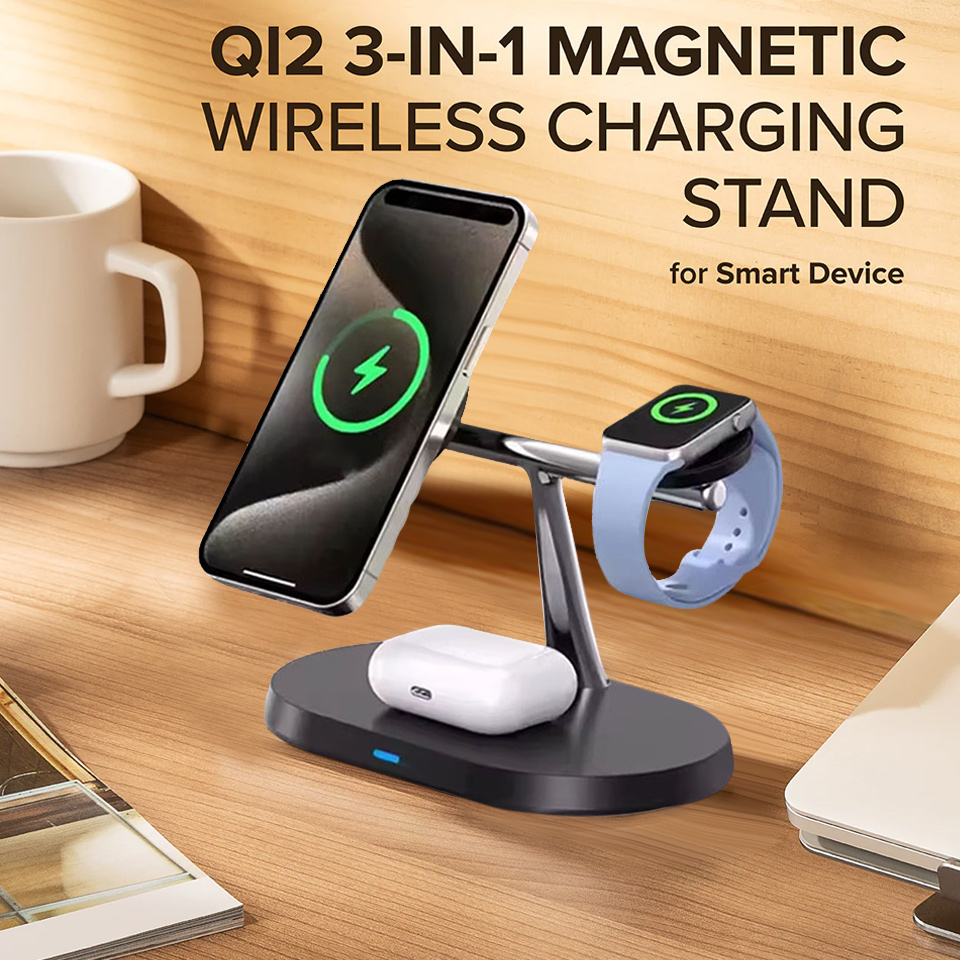 Магнитная беспроводная зарядна – обзор и цена Wireless Charger 3 In 1