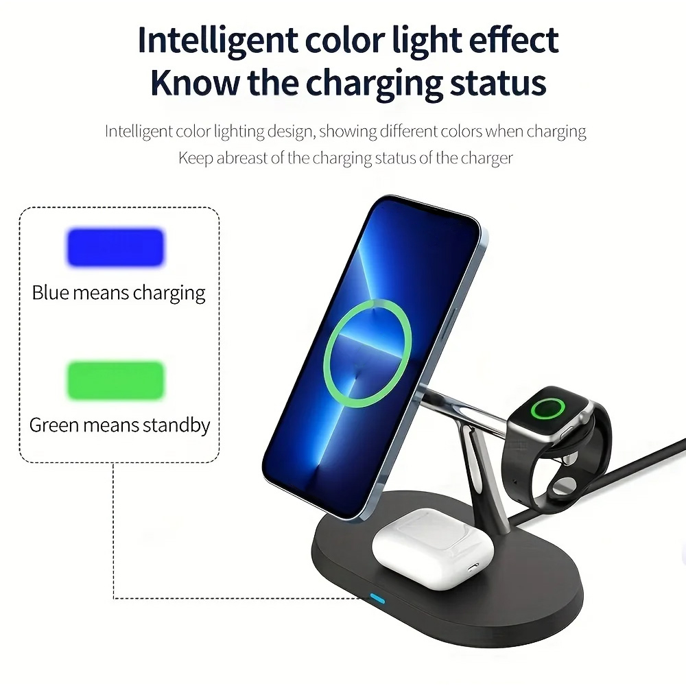 Магнитная беспроводная зарядна – обзор и цена Wireless Charger 3 In 1