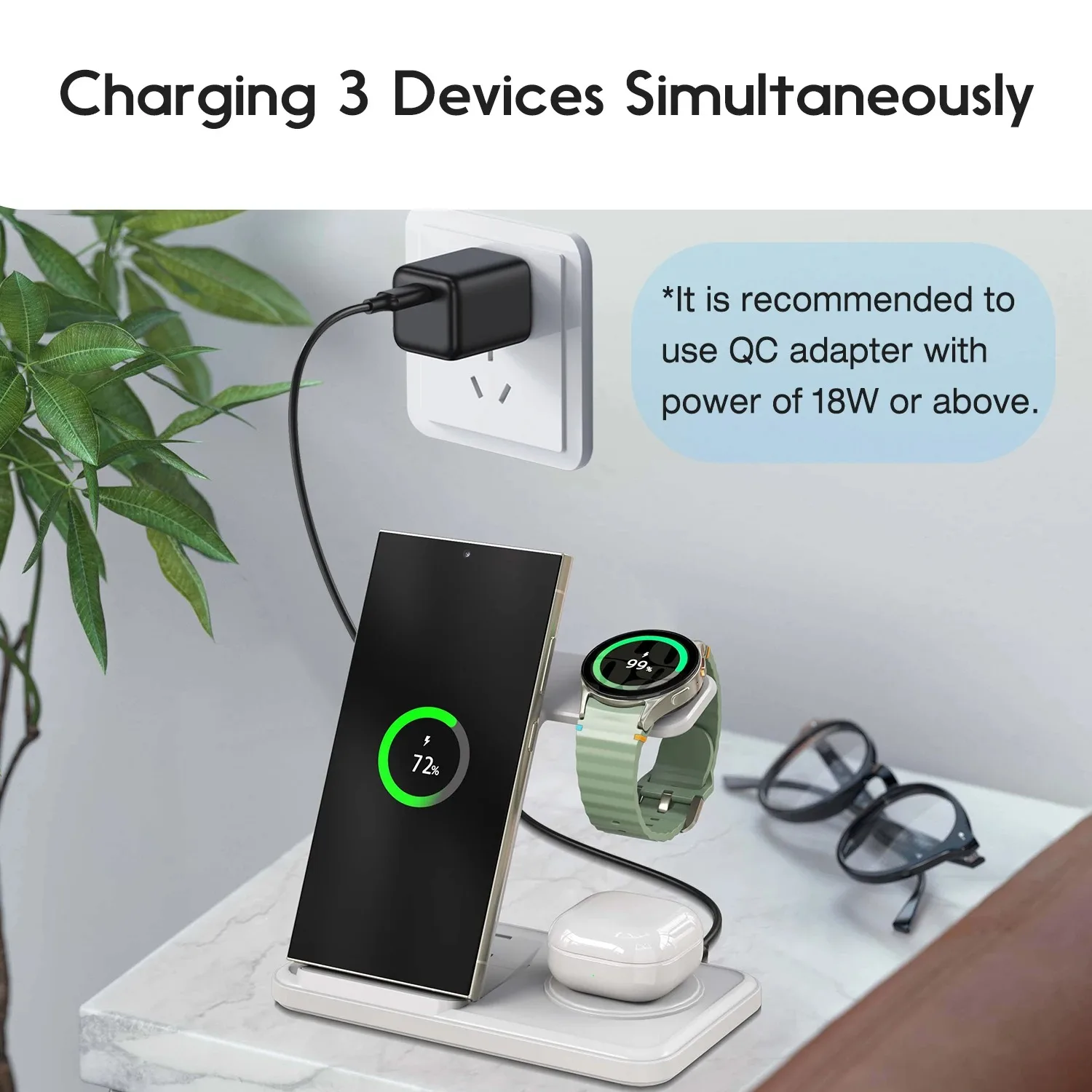 Настольная беспроводная зарядн – обзор и цена Wireless Charger 3 In 1