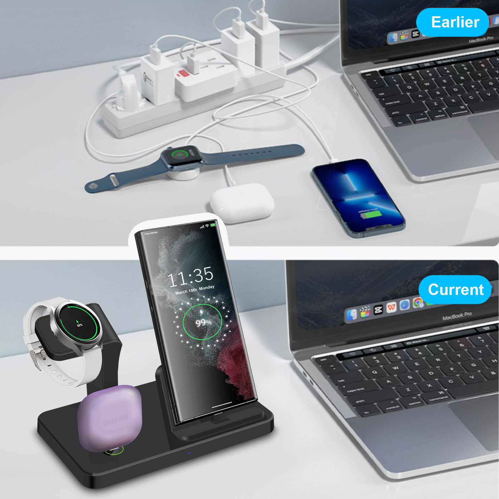 Настольная док-станция 3 в 1 с – обзор и цена Wireless Charger 3 In 1