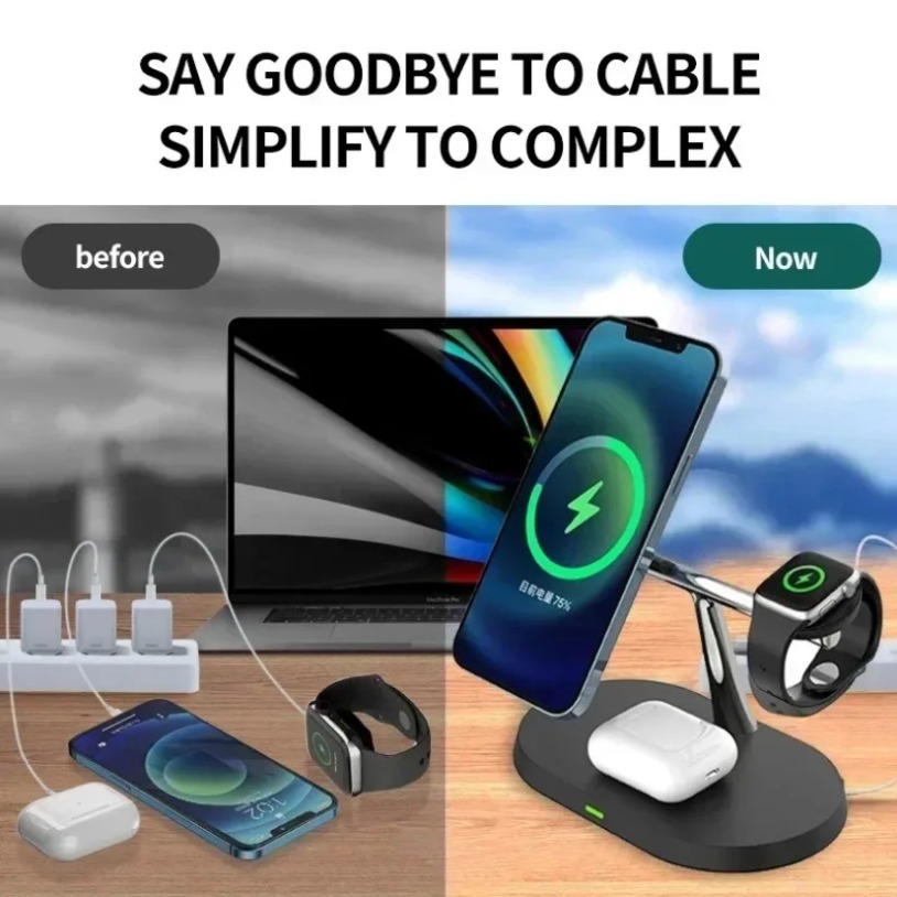 Магнитная беспроводная зарядна – обзор и цена Wireless Charger 3 In 1