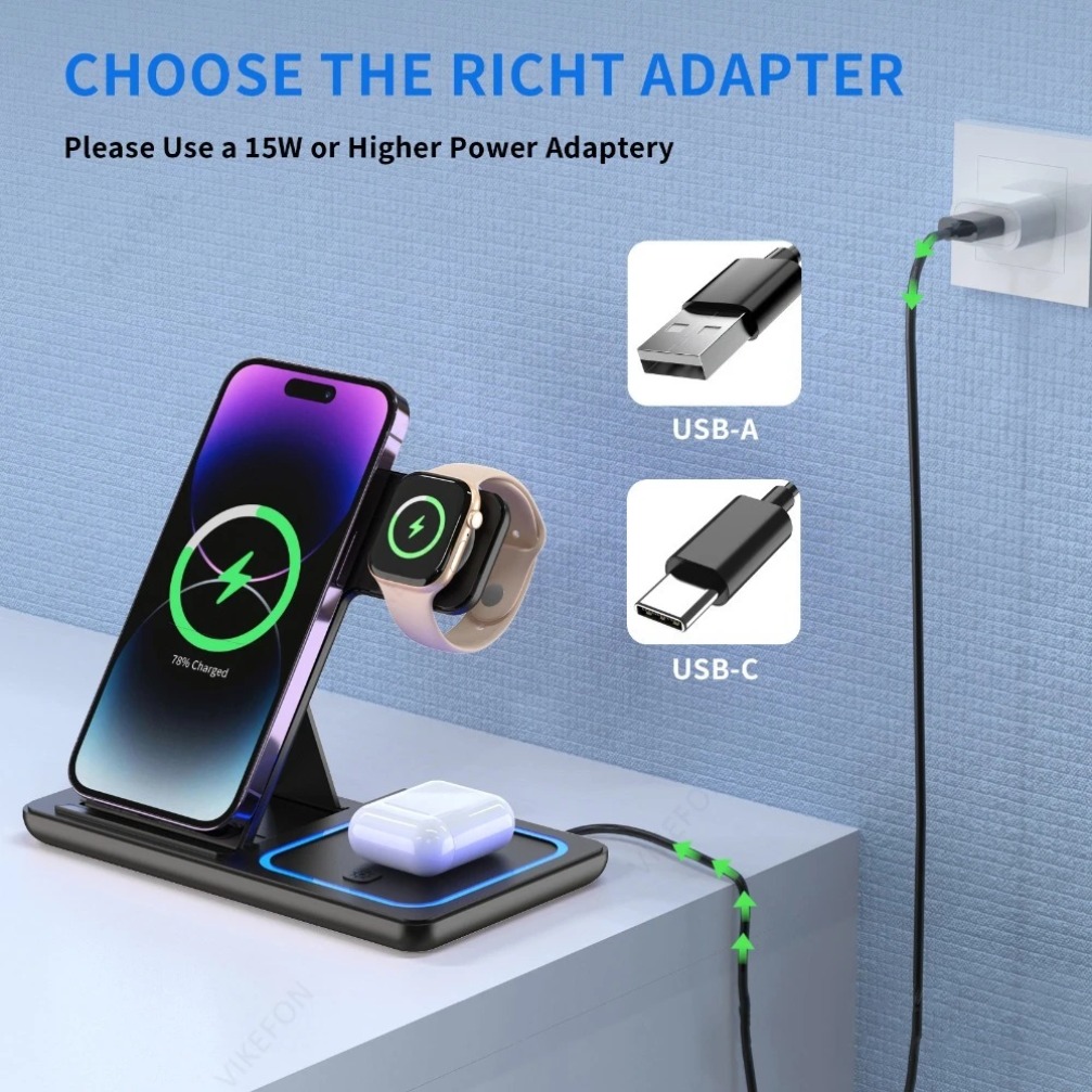 Складная беспроводная зарядная – обзор и цена Wireless Charger 3 In 1