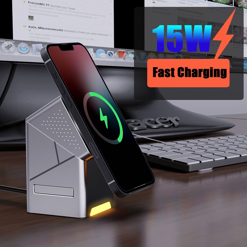 Магнитная беспроводная зарядна – обзор и цена Wireless Charger 3 In 1